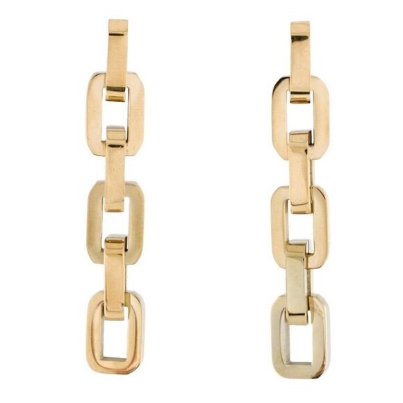 Eddie Borgo Supra Link Gold Plated Drop Earrings Womens Casual Boho Jewelry New - Picture 2 of 5